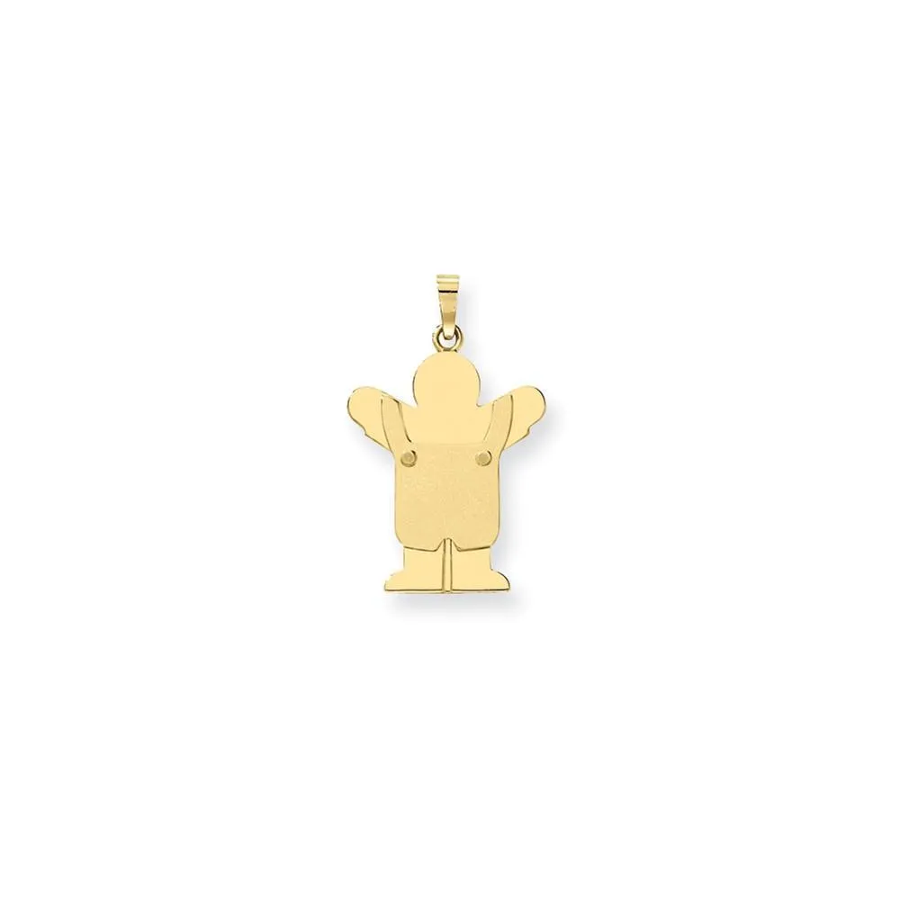 14k Yellow Gold Solid Love Boy With Overalls Charm