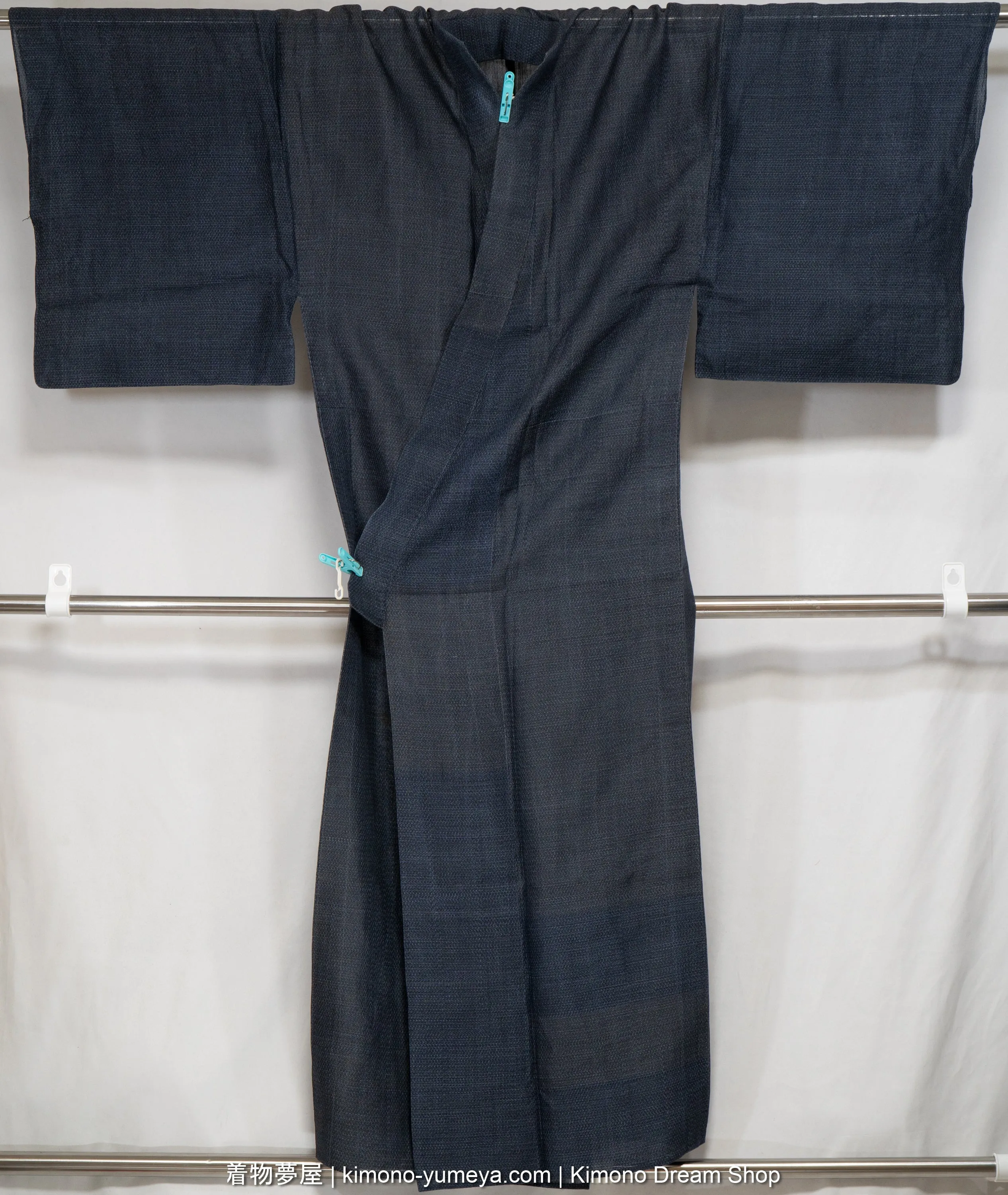 1960s Cotton Yukata for Men - Vintage Lightweight Breathable Summer Kimono - Woven Tsumugi Tortoise Shells Pattern - Dark Blue and Light Blue