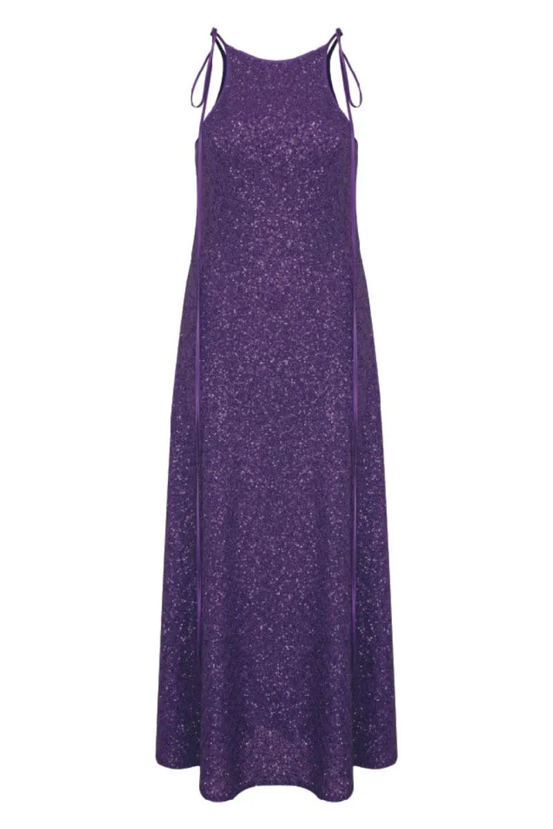 ADDIE SPARKLING GRAPE SEQUIN LONG DRESS