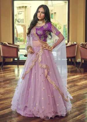 Amazing Light Purple Heavy Net Party Wear Lehenga Choli