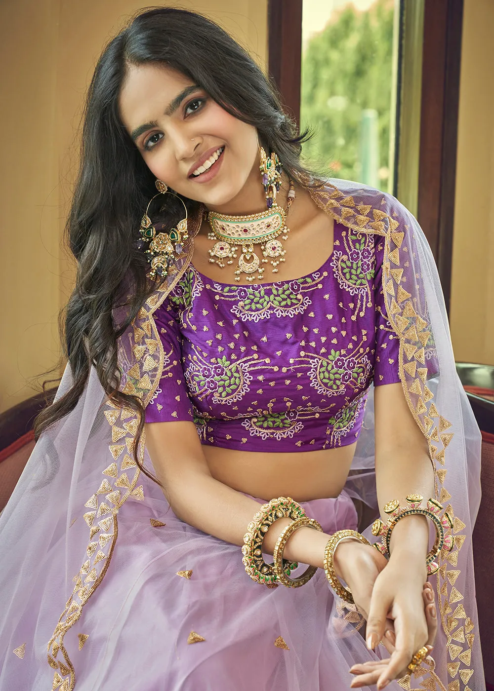 Amazing Light Purple Heavy Net Party Wear Lehenga Choli