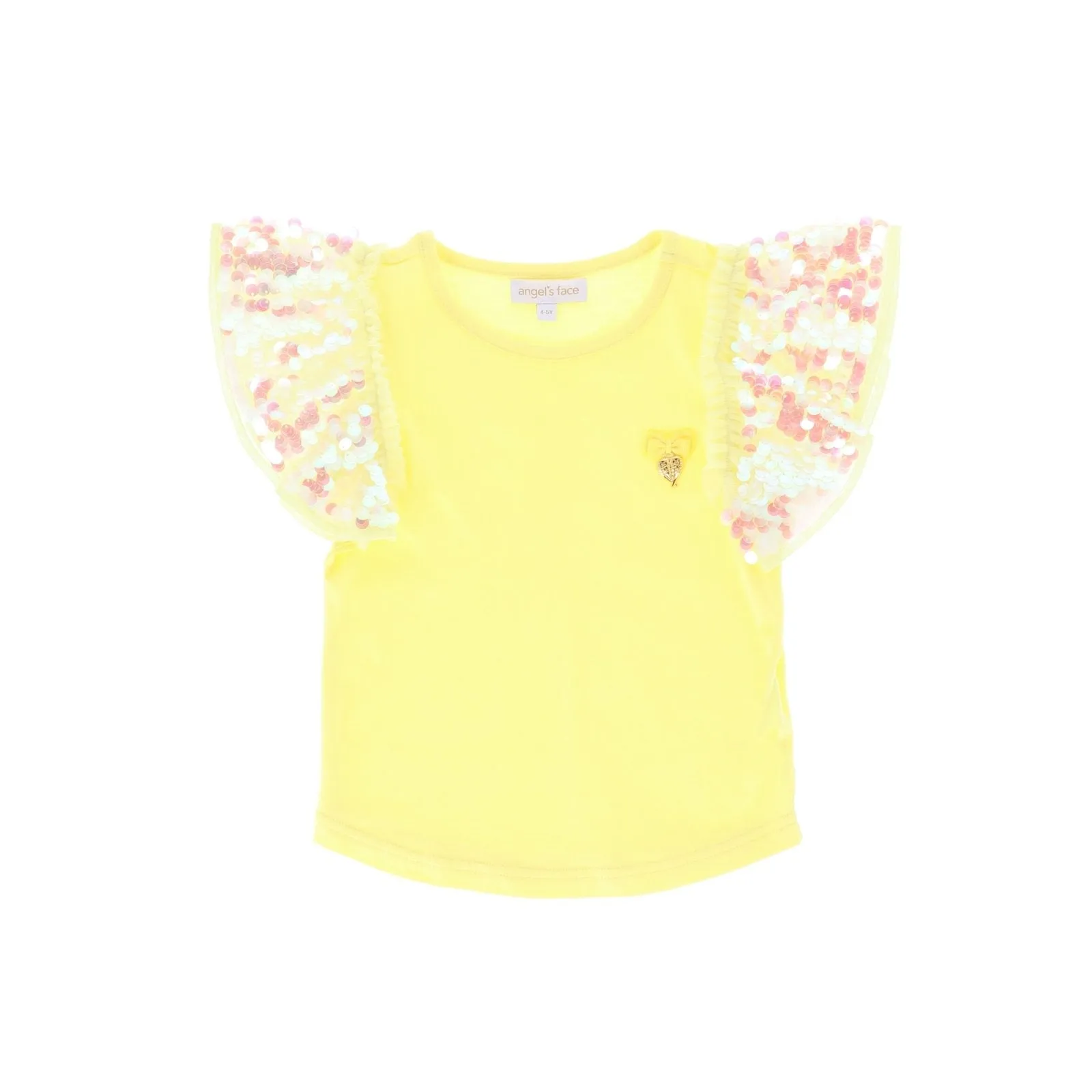 Angel's Face Girls Louise LEMON Sequin Shoulders Top