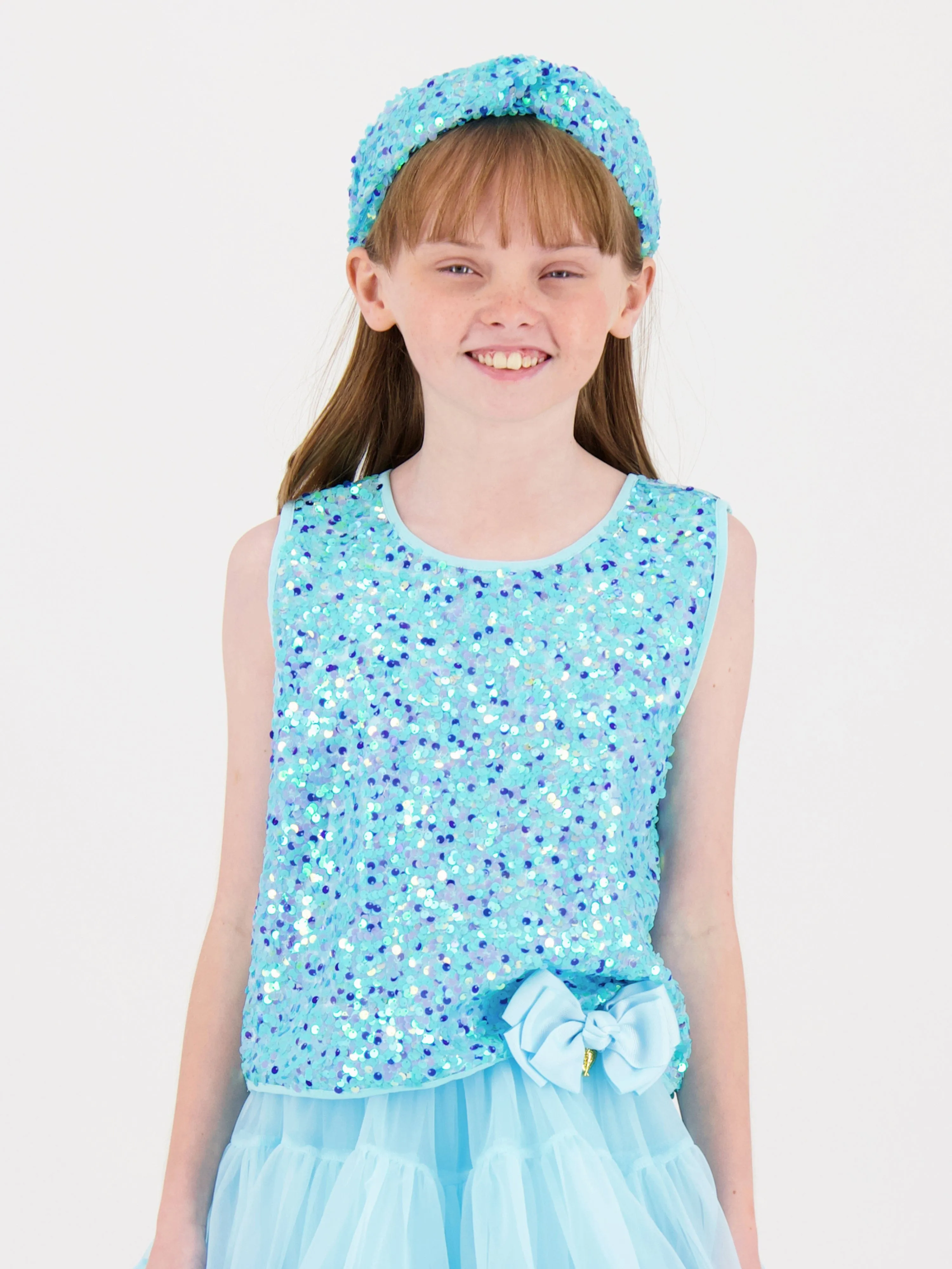 Angels Face Girls Lourdes Sequin Headband in Blue