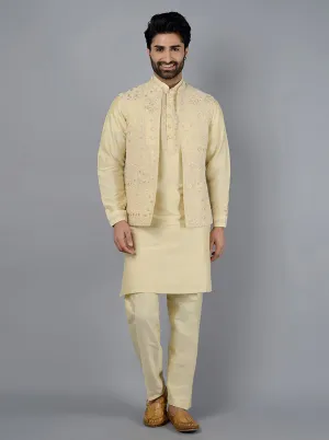 Beige Kurta Set With Koti | TULA