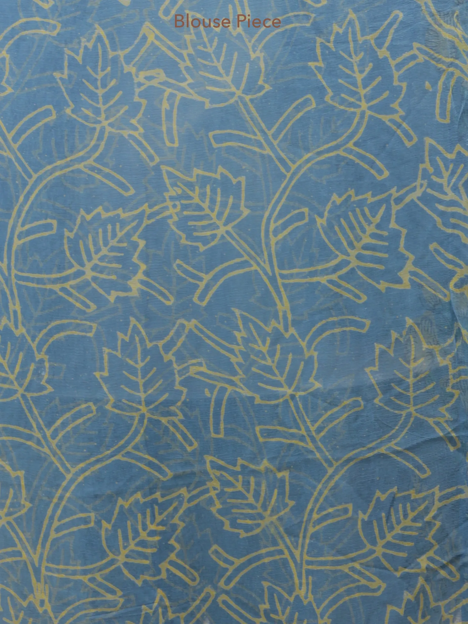 Blue Yellow Hand Block Printed Chiffon Saree with Zari Border - s031704159