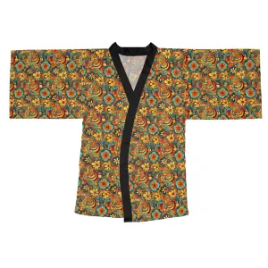 BOHO Hippy Floral Pattern Long Sleeve Kimono Robe