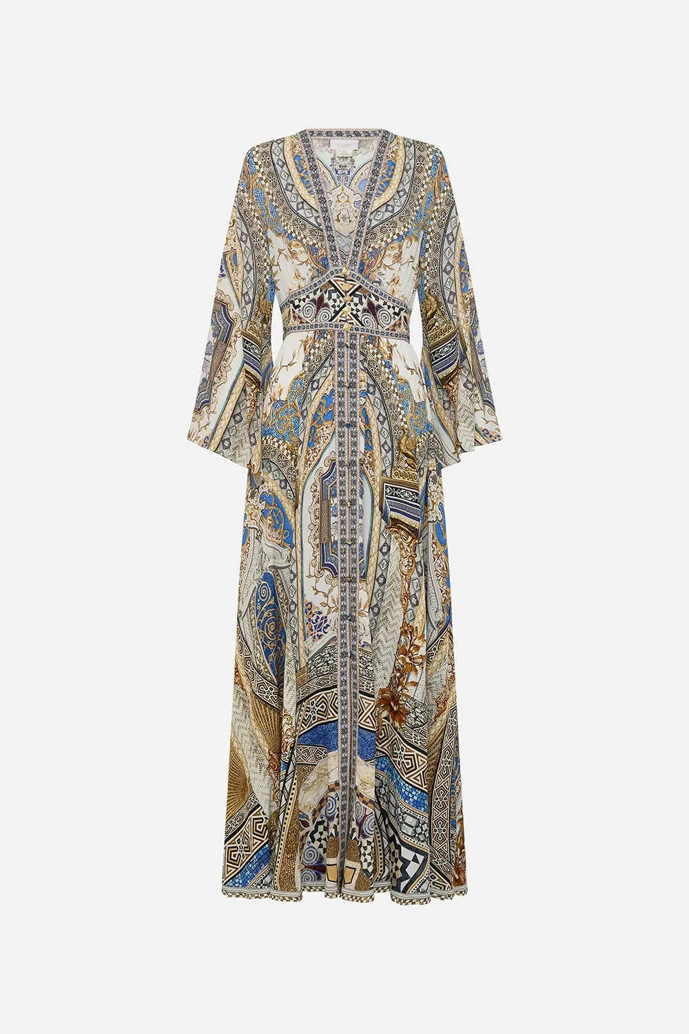 CAMILLA | MAKE ME YOUR MOSAIC KIMONO SLEEVE DRESS WITH SHIRRING DETAIL