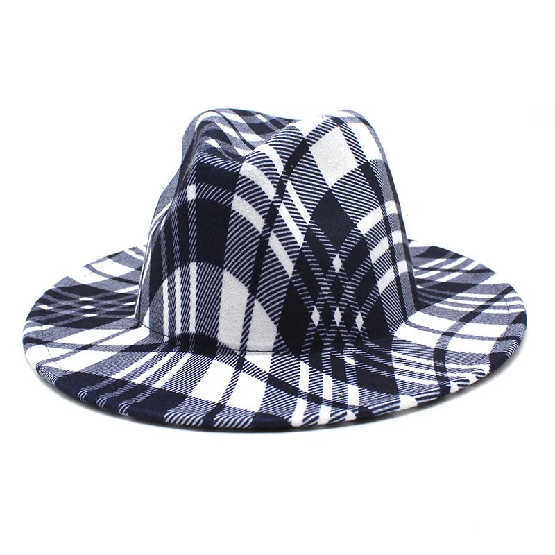 Color Striped Plaid Fedora Hat