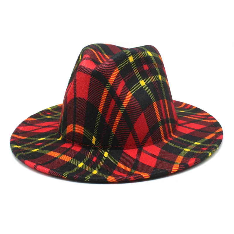 Color Striped Plaid Fedora Hat