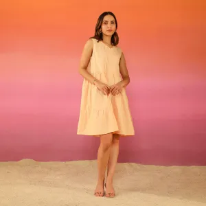 Cotton Poplin Sleeveless Dress | Peach