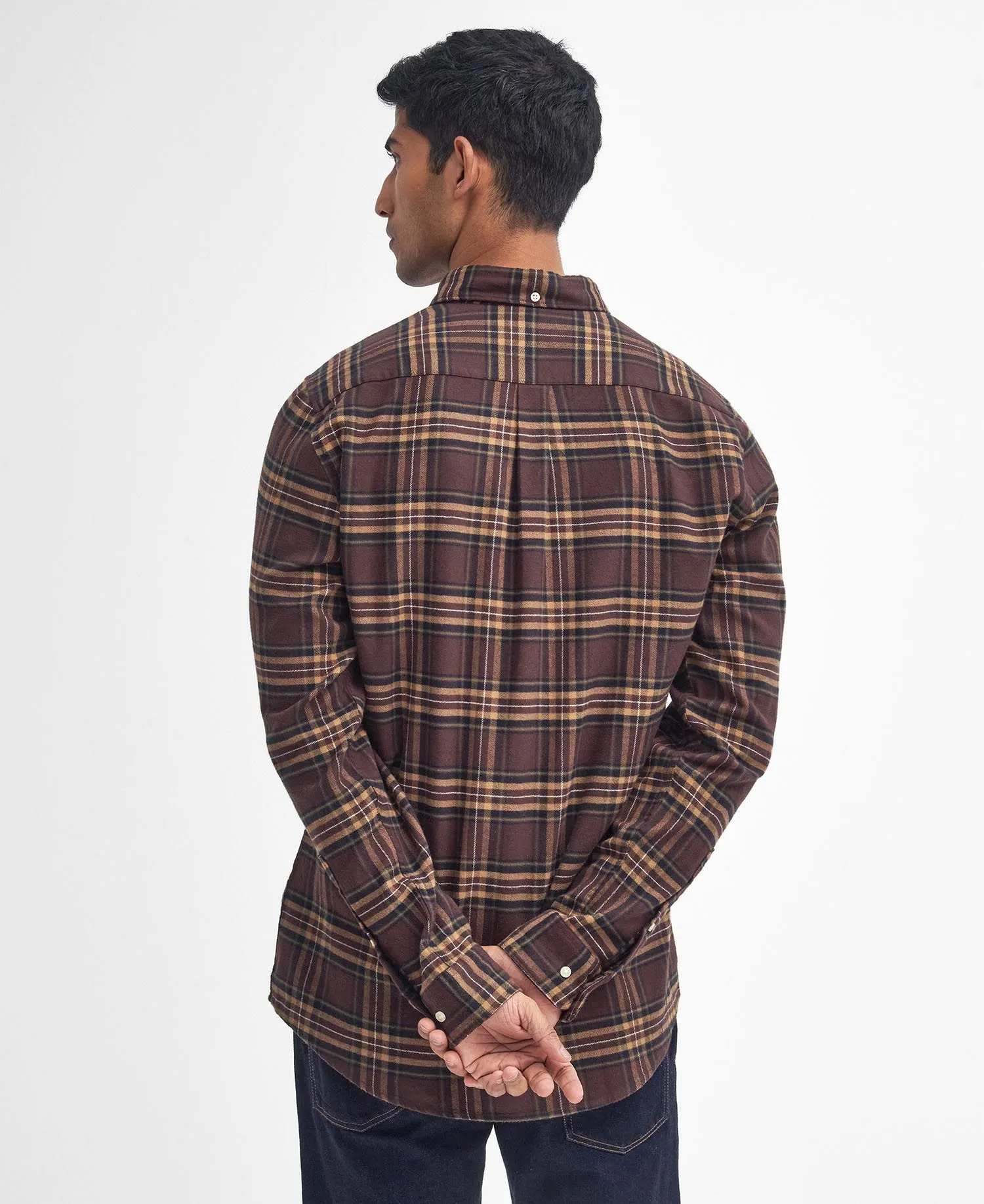 Drumhill Tailored Long Sleeved Shirt in Classic Brown by Barbour