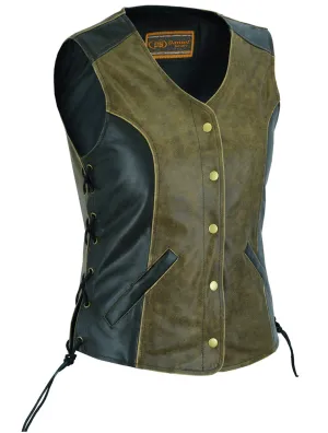 DS214 Women's Stylish Longer Body Vest - Side Laces - Two T