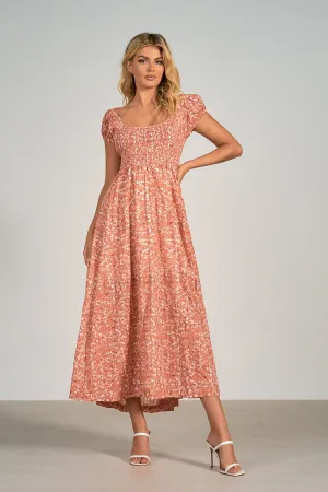 Elan Salmon Santa Fe Smocked Maxi Dress