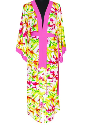 Euphoria – Floral Love Maxi Split Kaftan (Neon Pink)