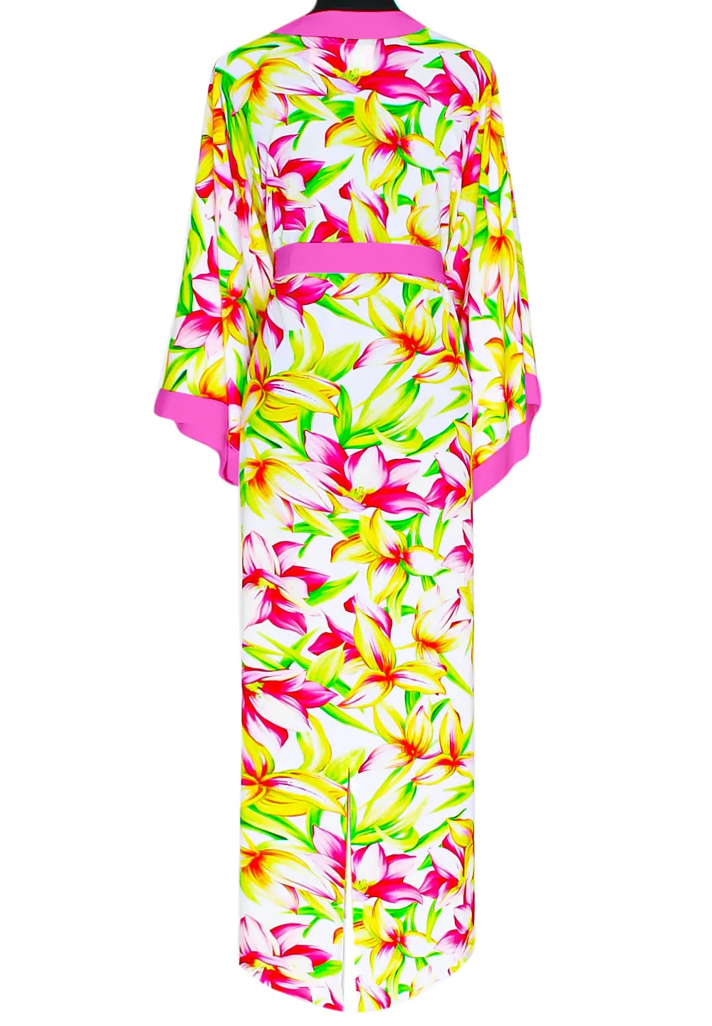 Euphoria – Floral Love Maxi Split Kaftan (Neon Pink)