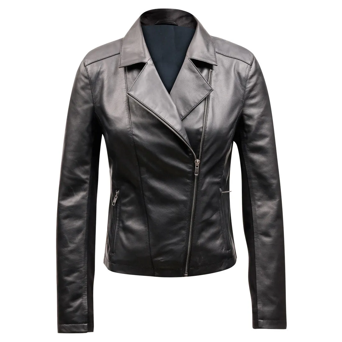 Evan Black Women's Sheep Napa Genuine Leather Jacket