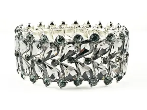 Fancy Beautiful Sharp Pattern With Grey Crystals Thick Fashion Bracelet