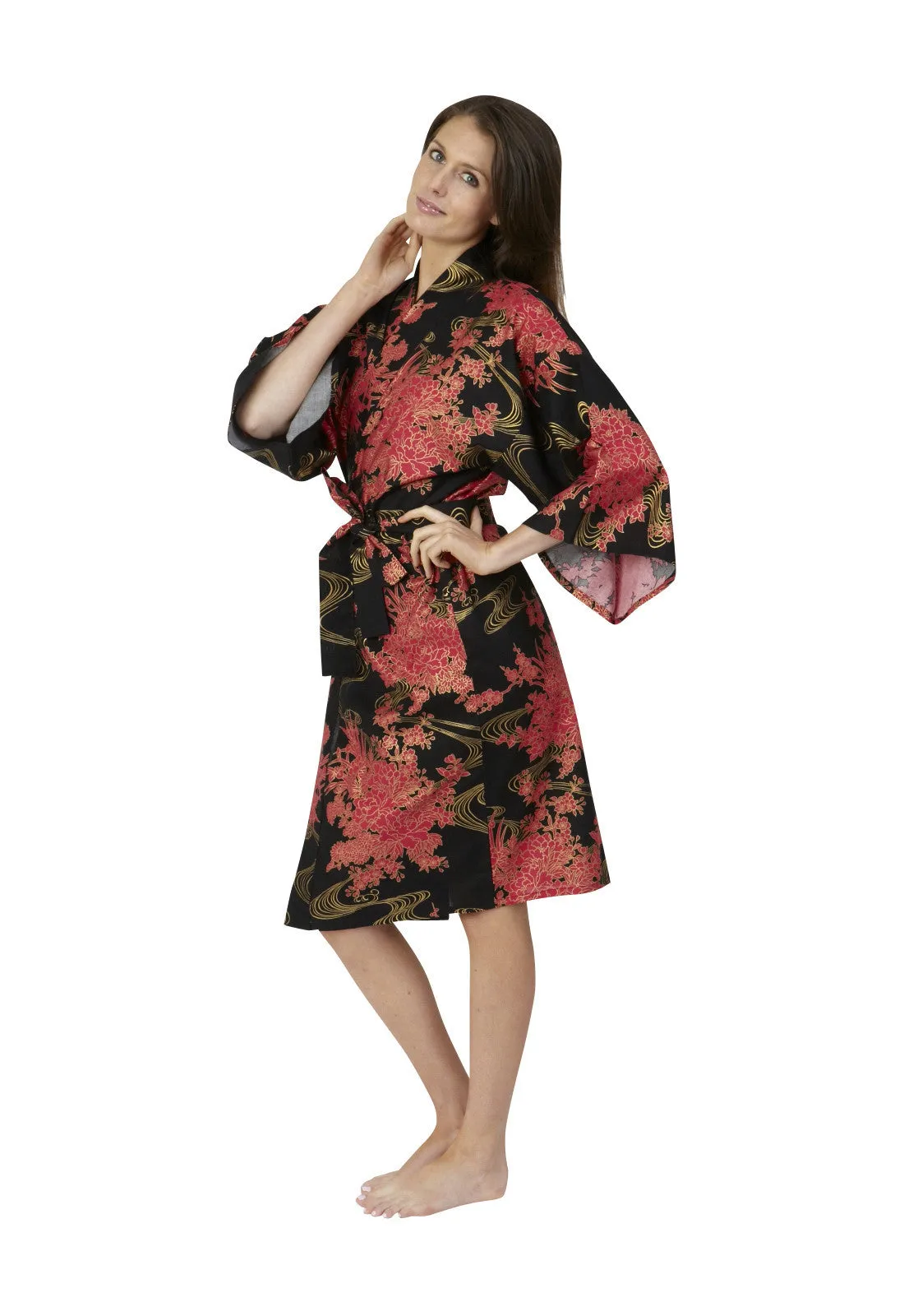 Flowing Short Cotton Happi Coat Kimono