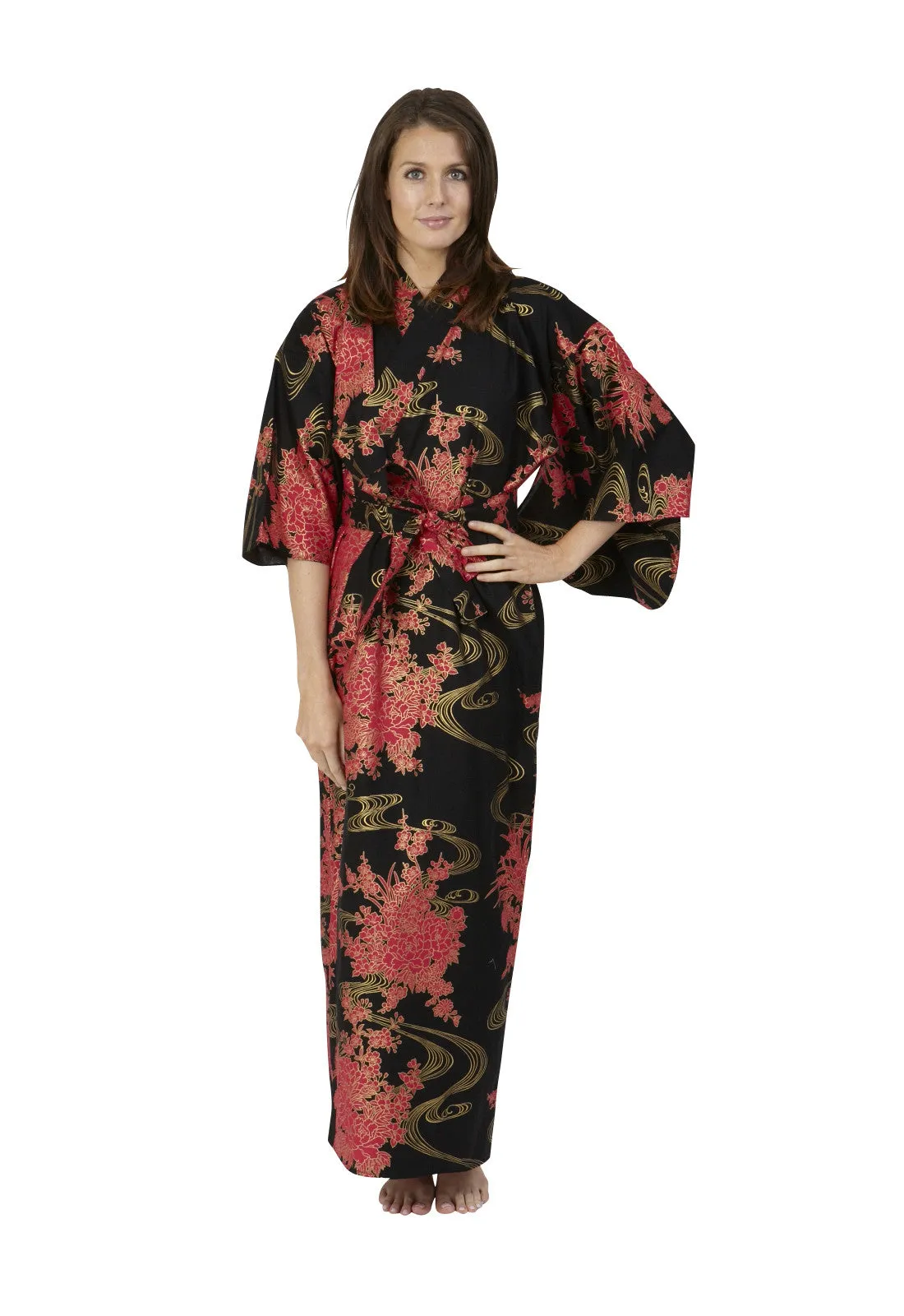 Flowing Womens Plus Size Cotton Kimono Robe