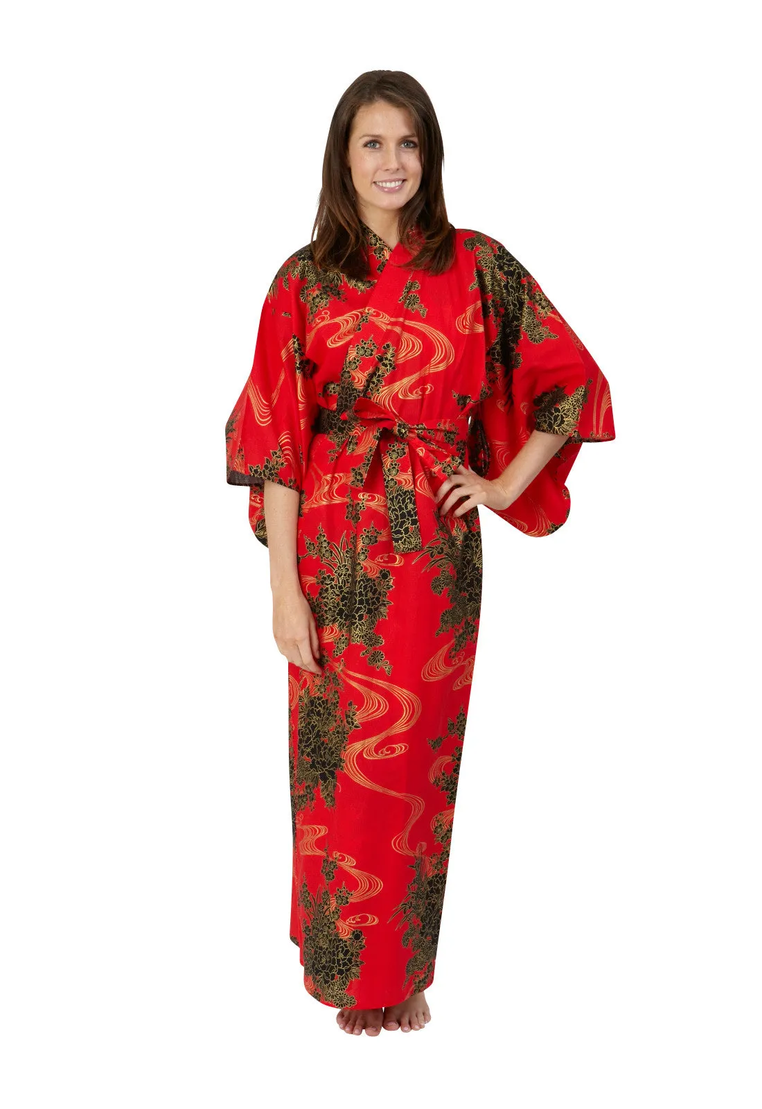 Flowing Womens Plus Size Cotton Kimono Robe