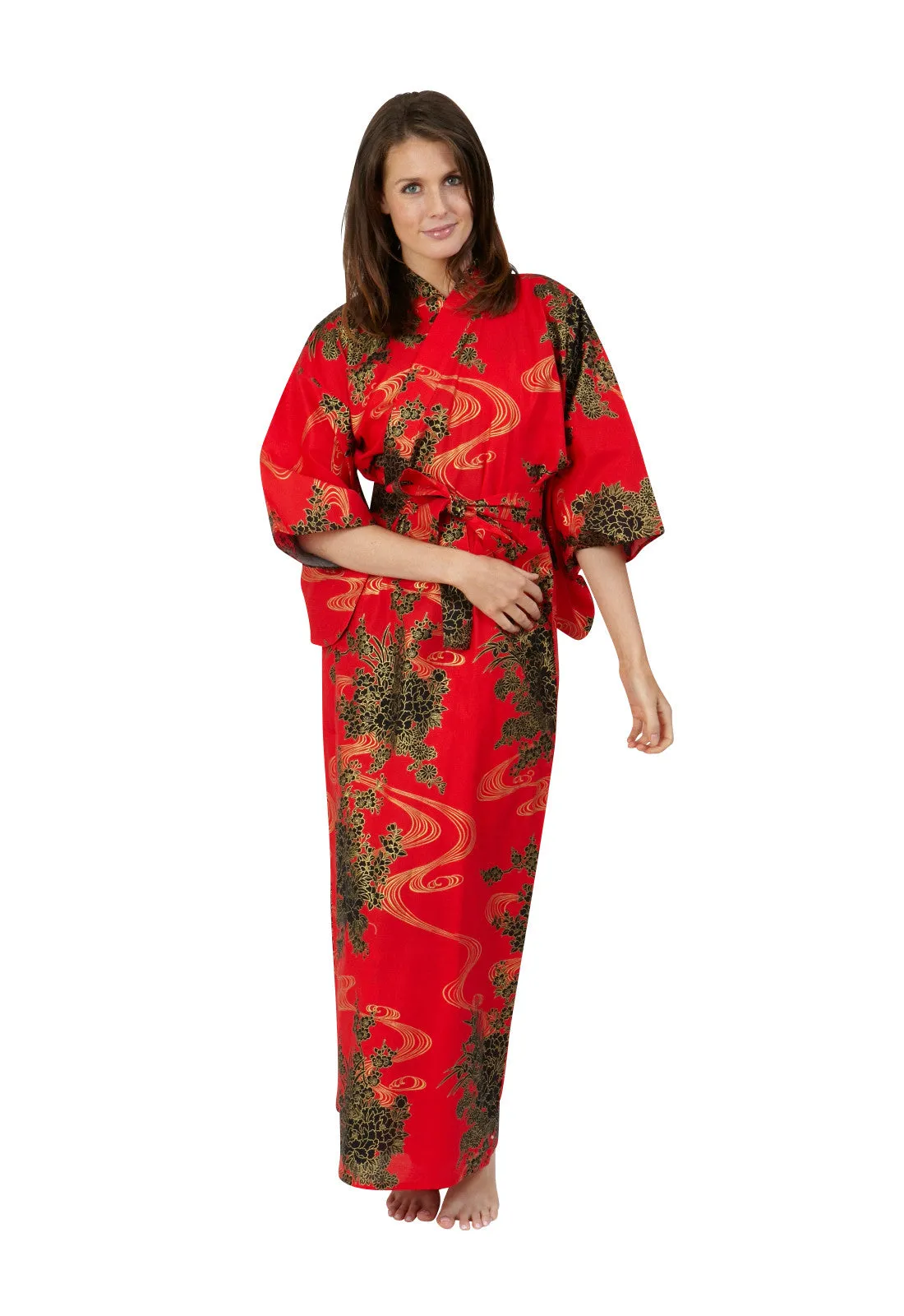 Flowing Womens Plus Size Cotton Kimono Robe