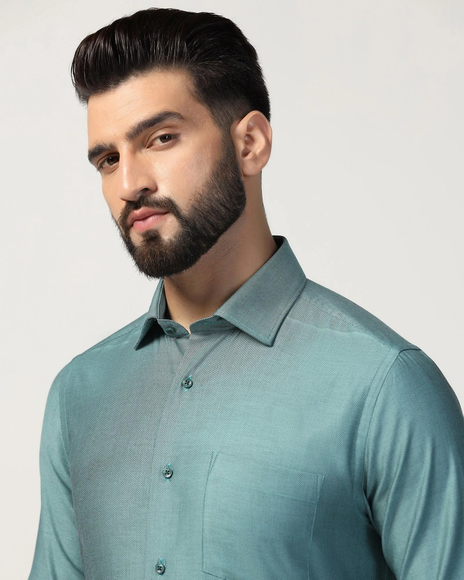 Formal Green Textured Shirt - Adam