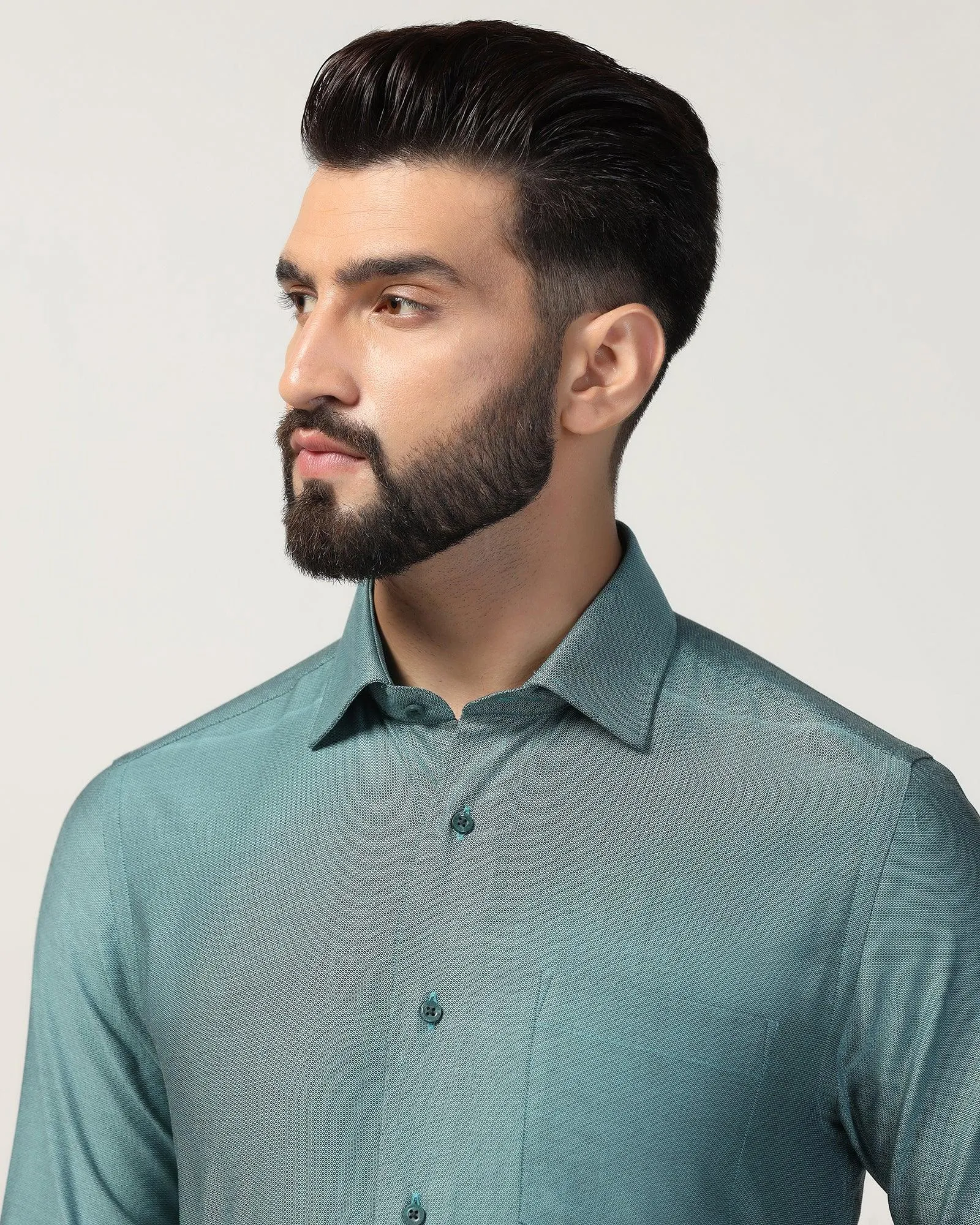 Formal Green Textured Shirt - Adam