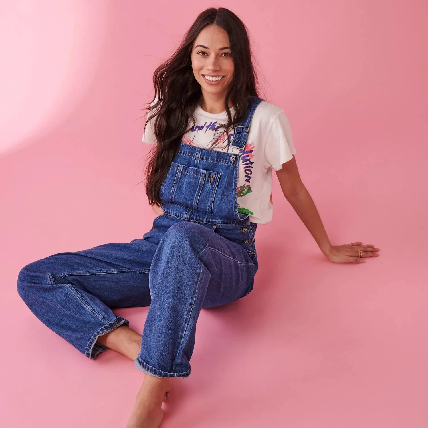 Frida Overalls in Mid Blue