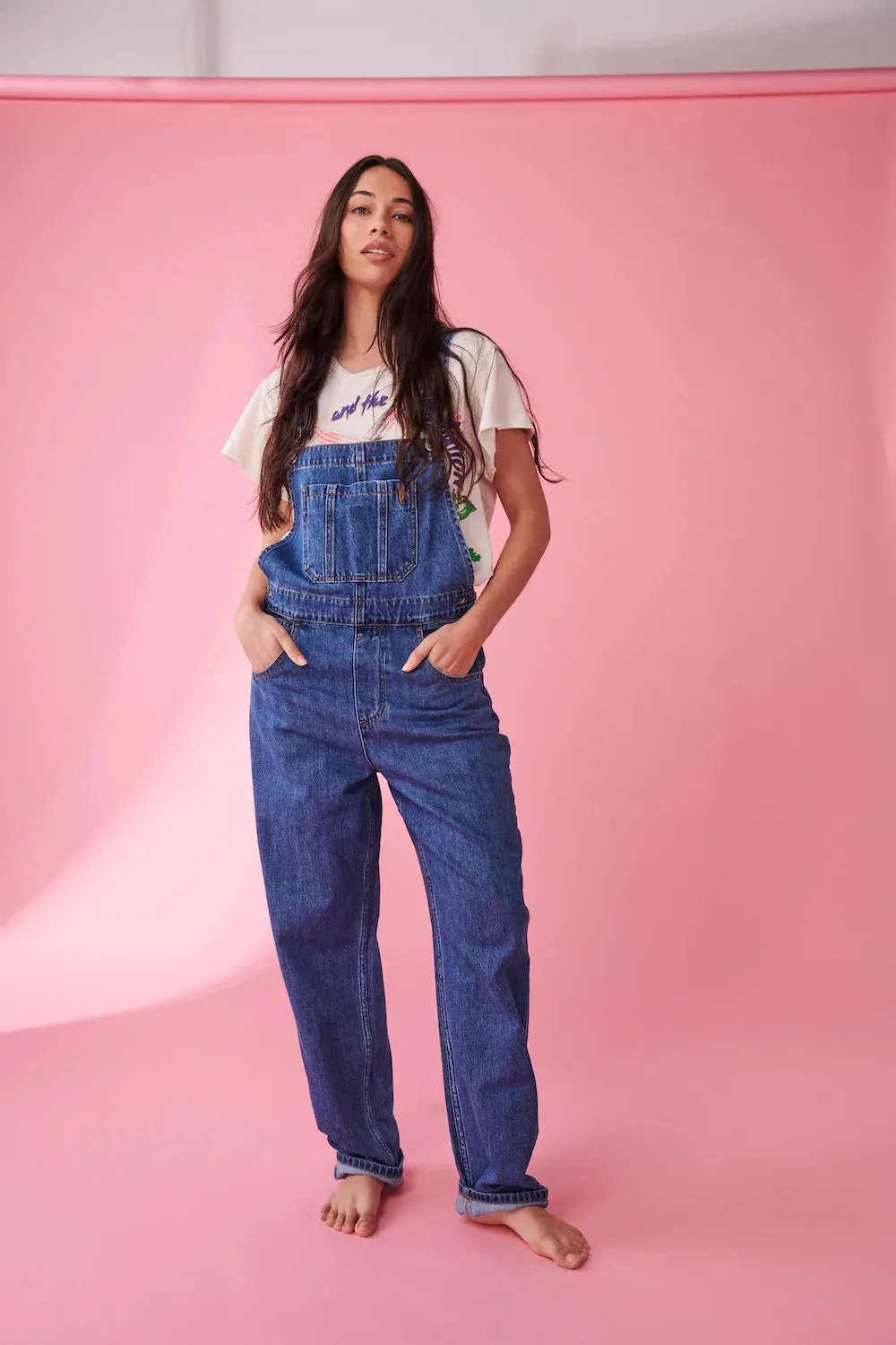 Frida Overalls in Mid Blue