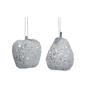 Gisela Graham 10cm White Sequin Fruit Decoration (Choice of 2)