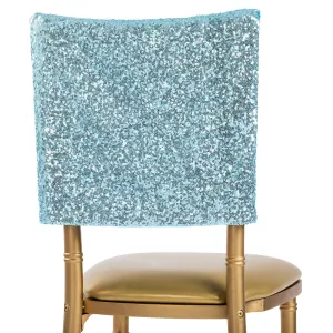 Glitz Sequin Chiavari Chair Cap 16"W x 14"L - Baby Blue