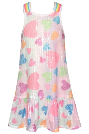 Heart Print Sequin Dress