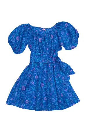 Hera Dress Linen Sapphire Dahlia (Older Girls)