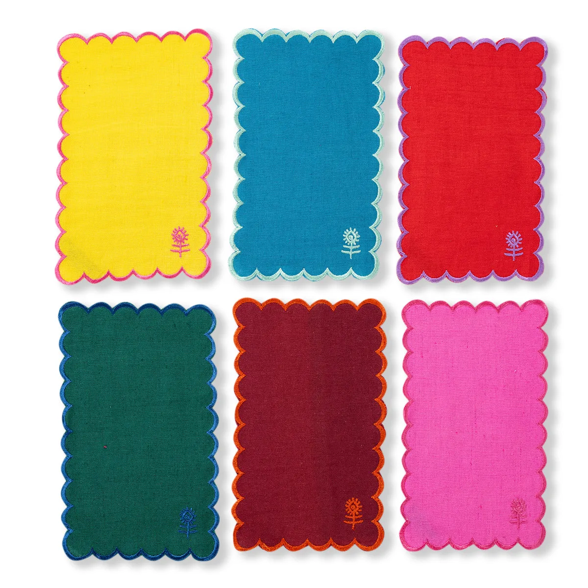 Icon Linen Cocktail Napkins 6pc Set - Rainbow