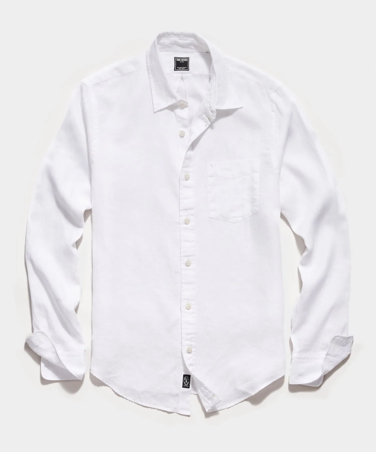 Irish Sea Soft Linen Point Collar Long Sleeve Shirt in White