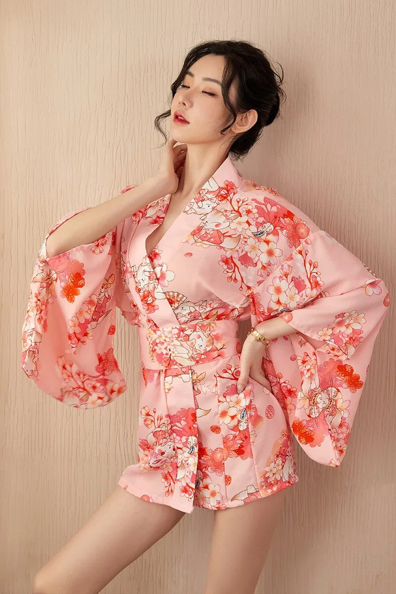 Japanese Cherry Blossom Sakura Pink Kimono