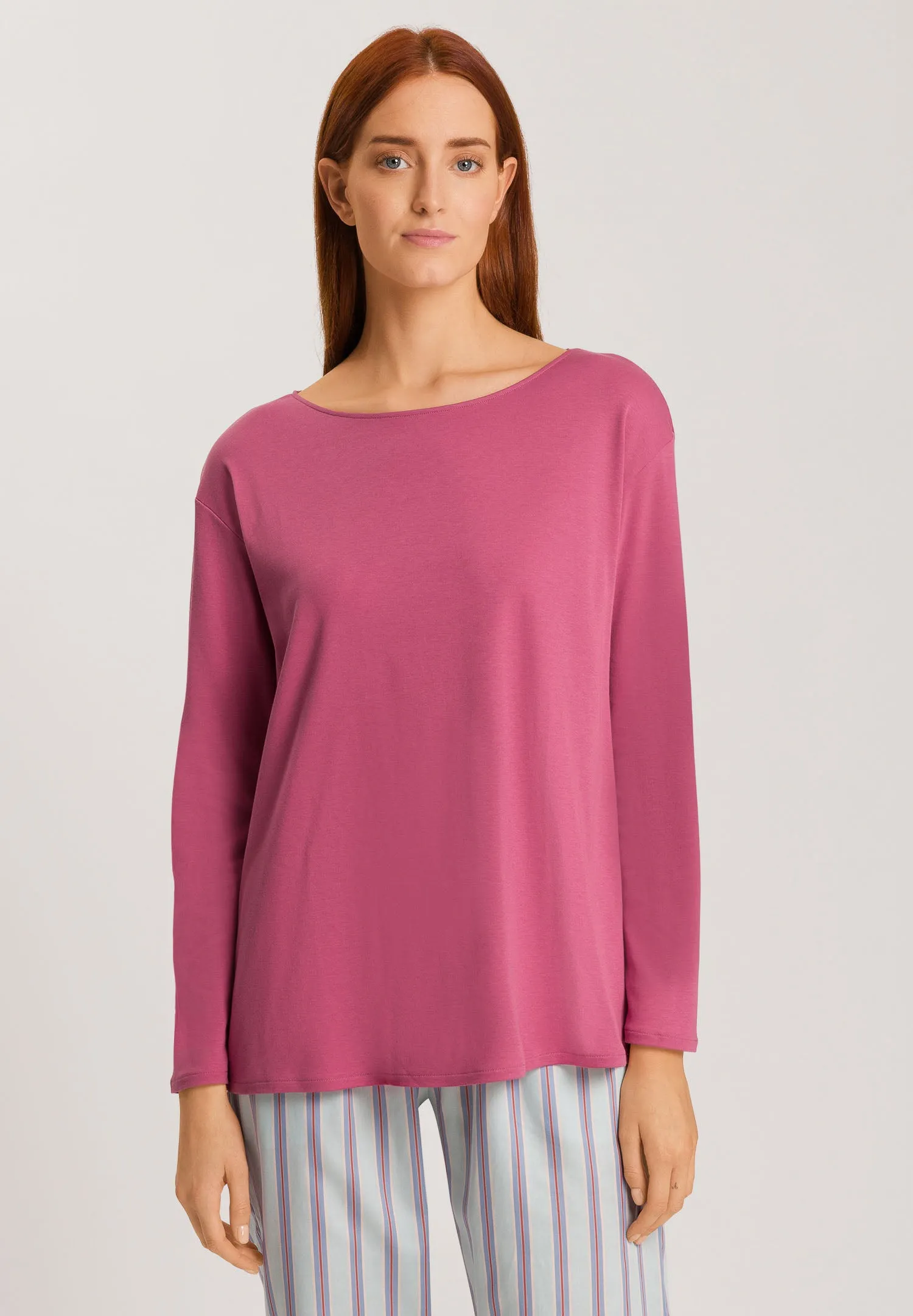 Loie Relaxed Round Neck Cotton Top | Rose Wine 74882-2414