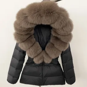 LovelyRLovely Thick Waist-tight Fur Down Jacket