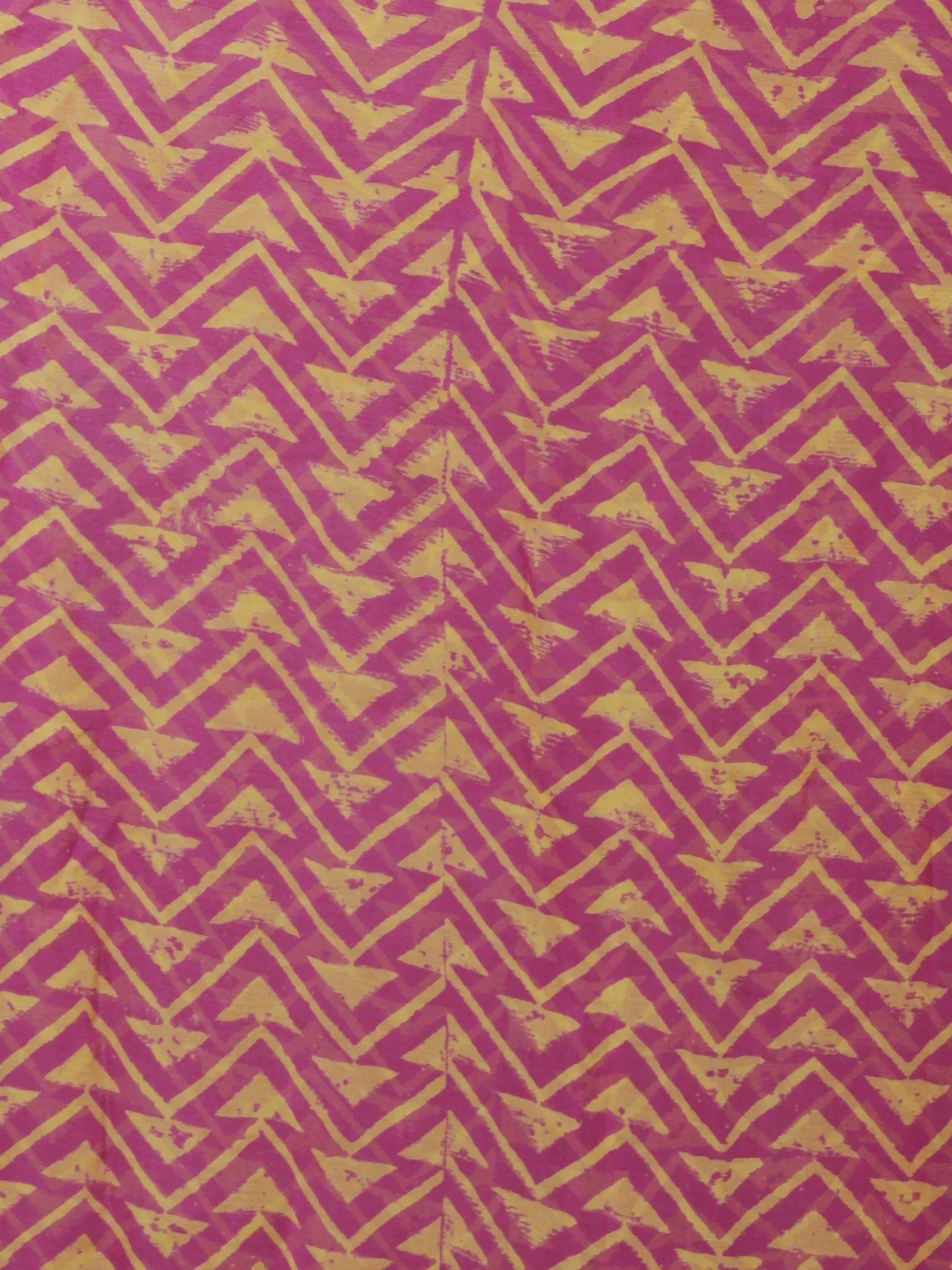 Magenta Pink Yellow Hand Block Printed Chiffon Saree - S031702069