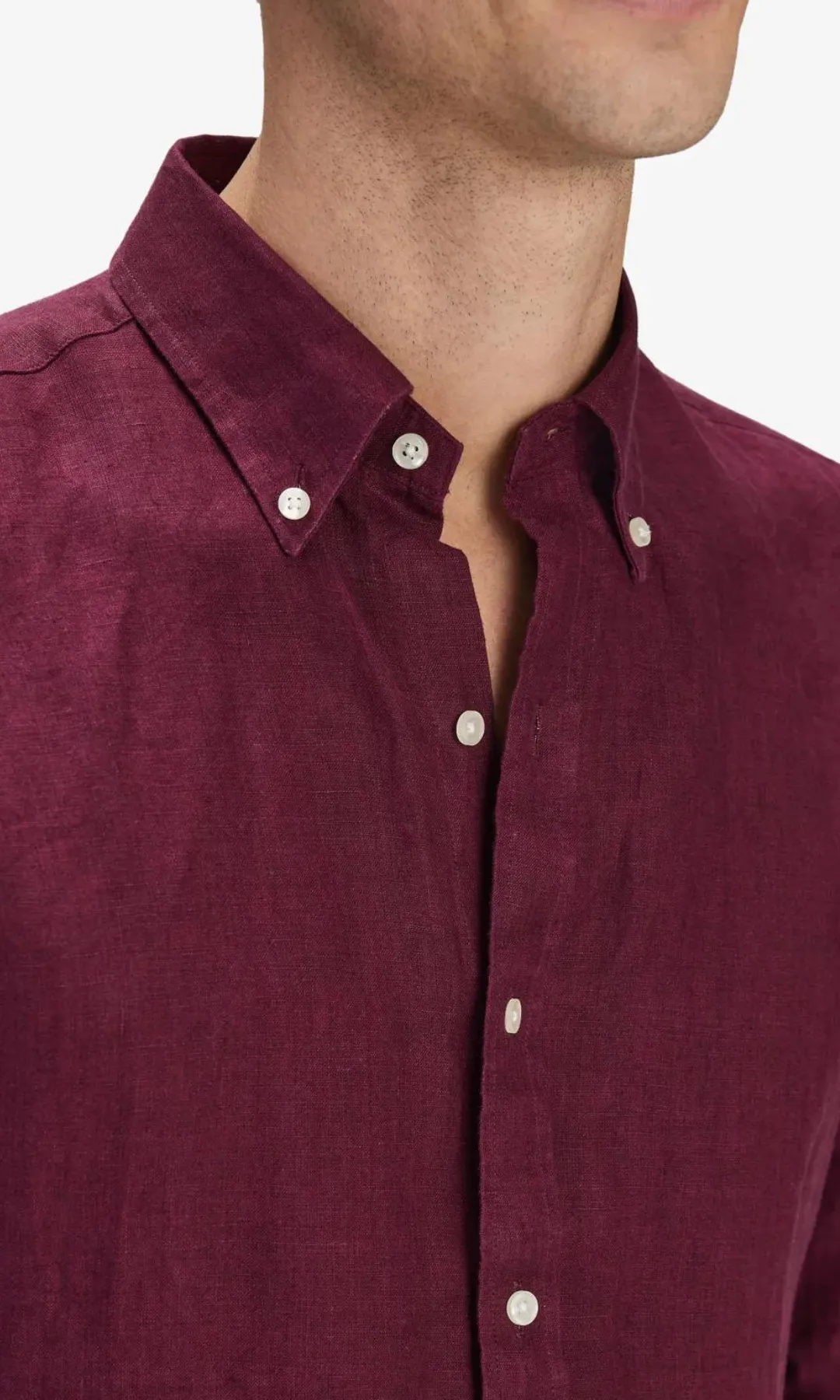 Men Plain linen shirt (Burgundy)