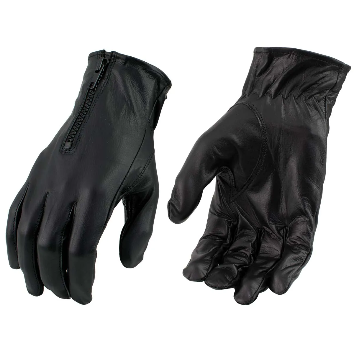 Men’s XG2054 Black Biker Leather Motorcycle Riding Gloves