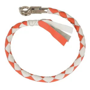 Milwaukee Leather 36'' Genuine Leather Whip - White and Orange Get Back Whip for Handlebar - Biker Whip - MP7900