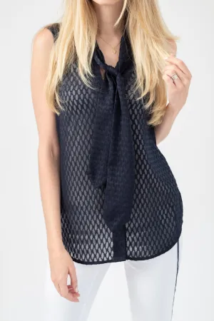 Natalia Necktie Blouse in Midnight