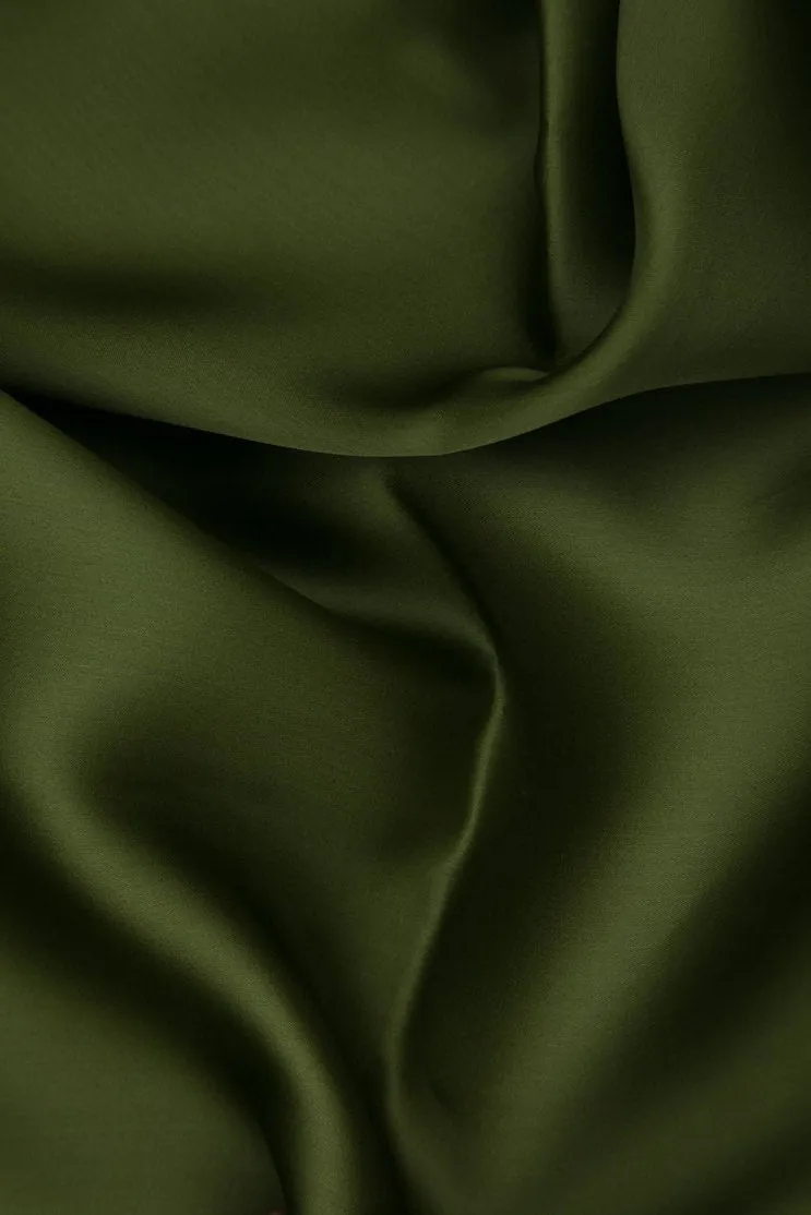 Olive Branch Silk Satin Face Organza Fabric