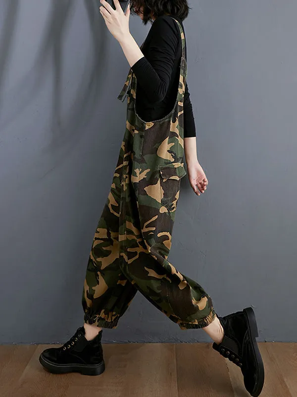 Original Camouflage Elasticity Harem Denim Overalls