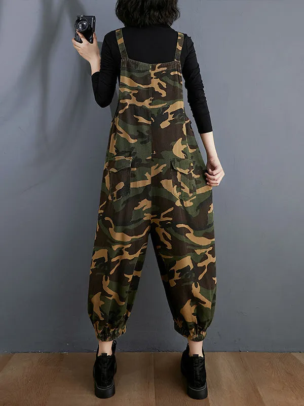 Original Camouflage Elasticity Harem Denim Overalls