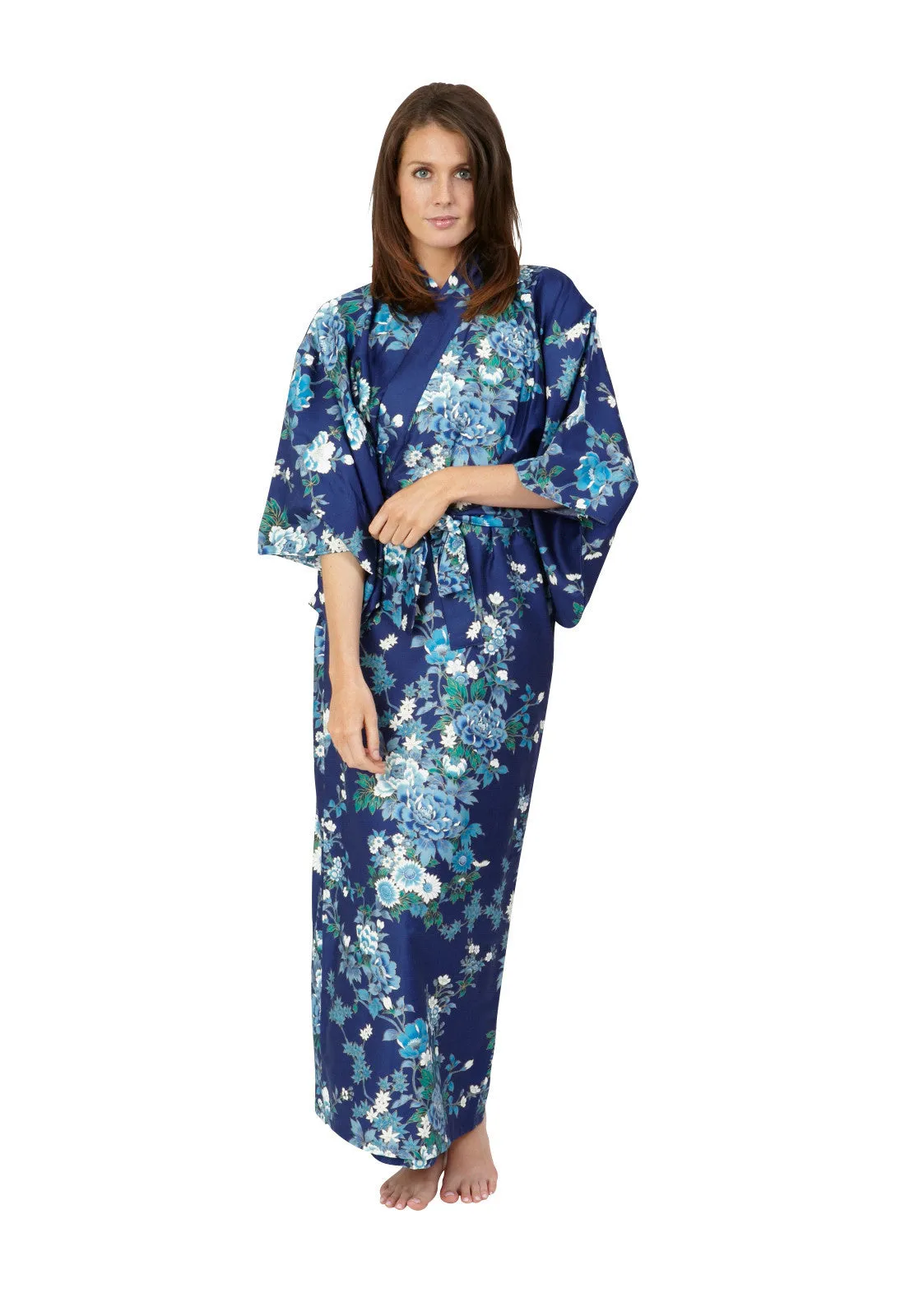 Peony & Blossom Long Cotton Yukata Kimono