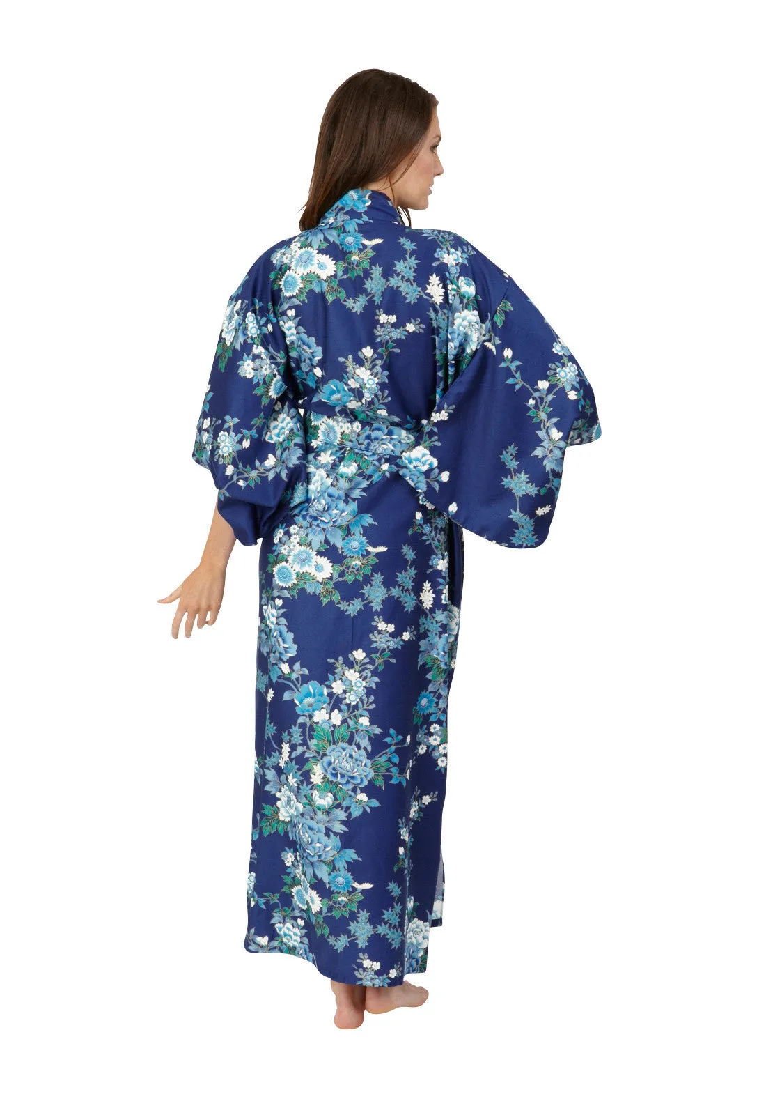 Peony & Blossom Long Cotton Yukata Kimono