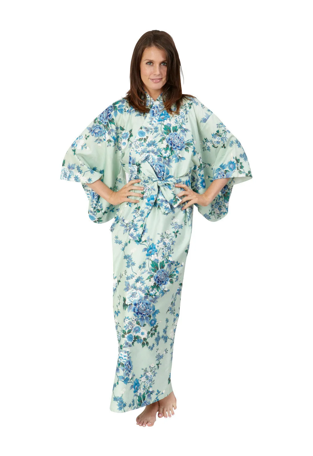 Peony & Blossom Long Cotton Yukata Kimono