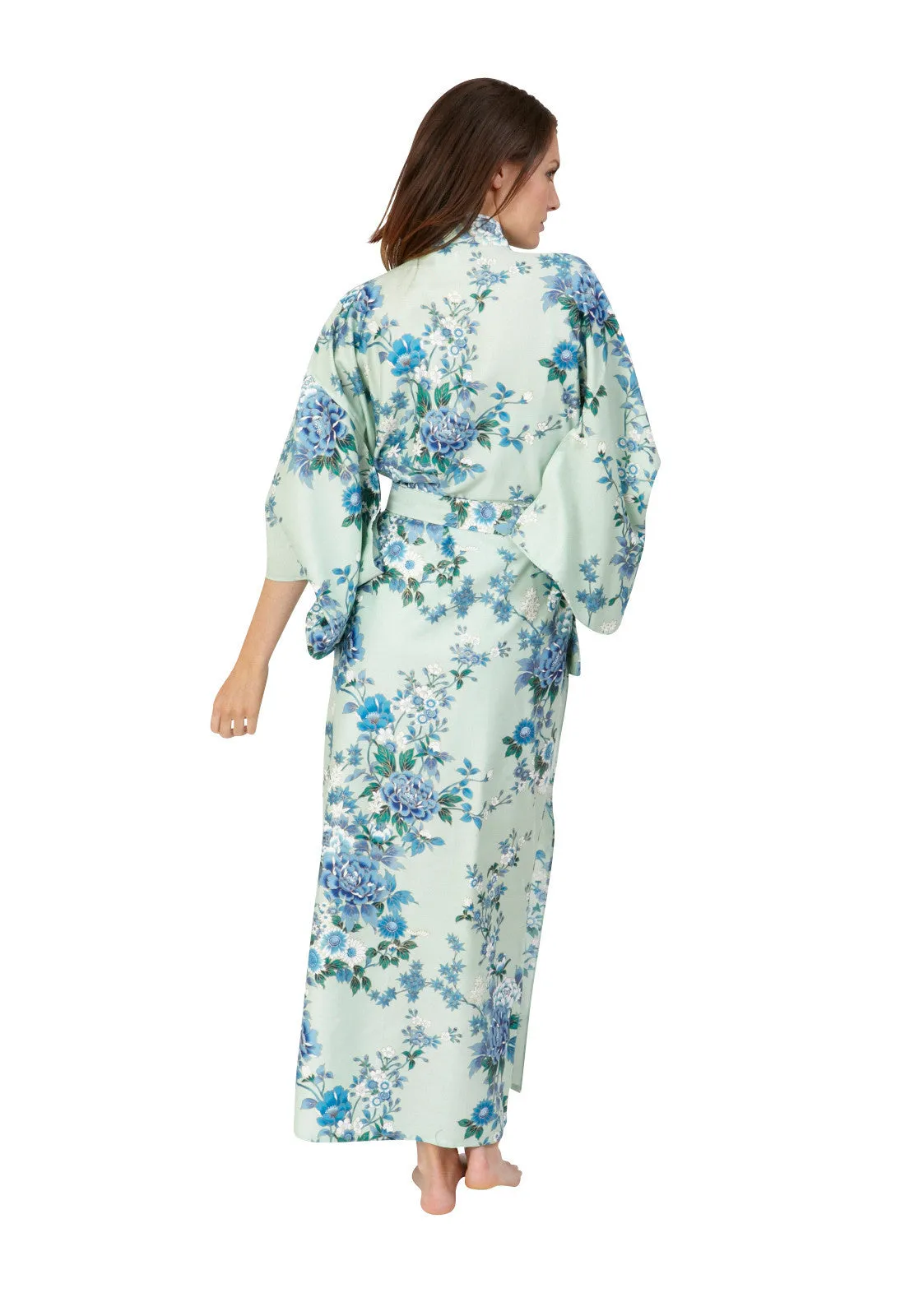 Peony & Blossom Long Cotton Yukata Kimono